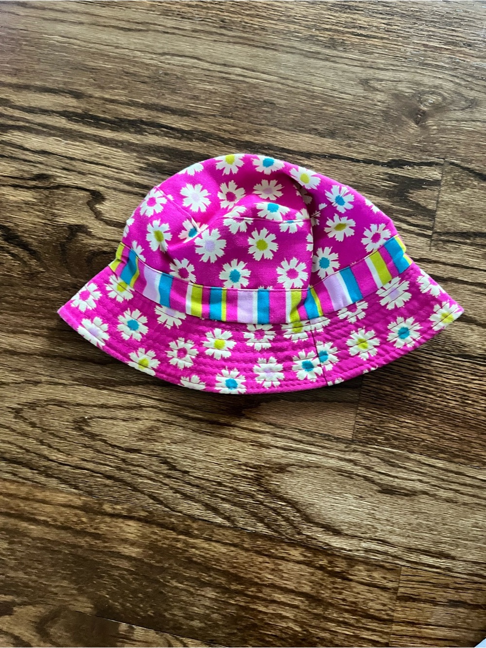 Source Unknown Pink Floral Stripe Bucket Hat